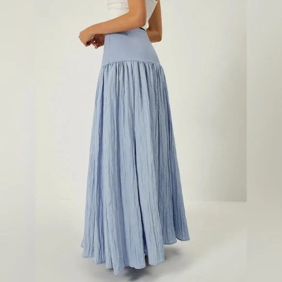COMMENSE Solid High-Waisted Ruffle Pleated Maxi Skirt - Picture 2 of 11